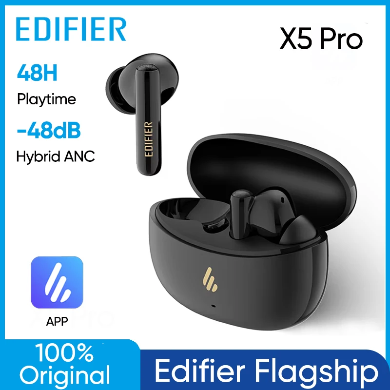 Edifier X5 Pro True Wireless Noise Cancelling Earbuds Active Noise Cancelling Gaming Mode  IP55 Waterproof Earbuds
