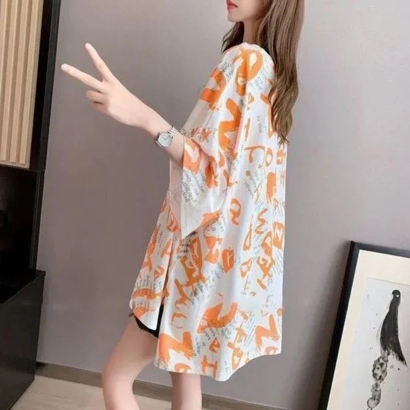 New Summer Big-size Women Five-point Sleeve Loose Casual T-shirt Korean Short-sleeved T-shirt Girl Comfort Breathable Nightdress