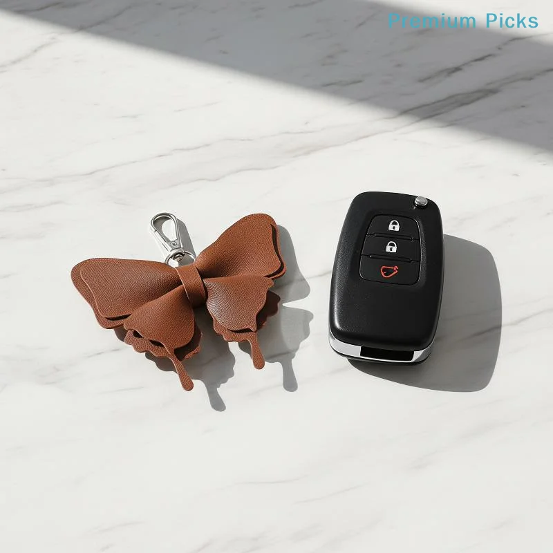 Butterfly Leather Keychain Pendant 1Pcs Handcrafted Double-Layer Wing Fashion Accessory for Backpack Car Key Graduation Gift