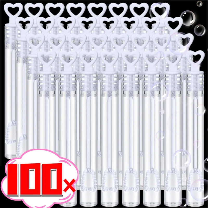 10/100PC Bubble Soap Bottles Mini Love Heart Shape Tube Bubble Wand Wedding Gifts for Guests Birthday Party Decorations Kid Toys