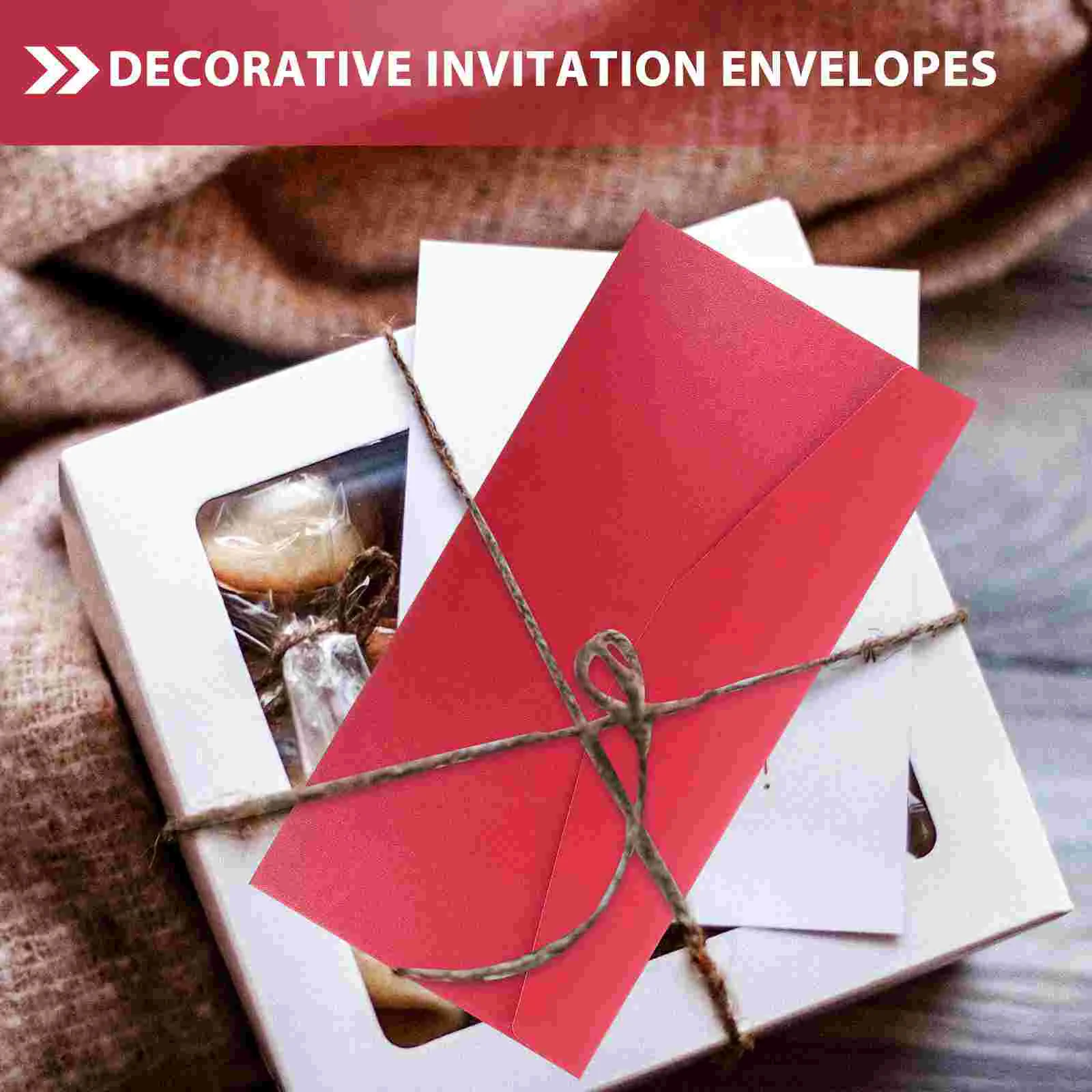 25 Pcs Festive Red Envelope Wedding Decor Delicate Card Envelopes Bronzing Empty