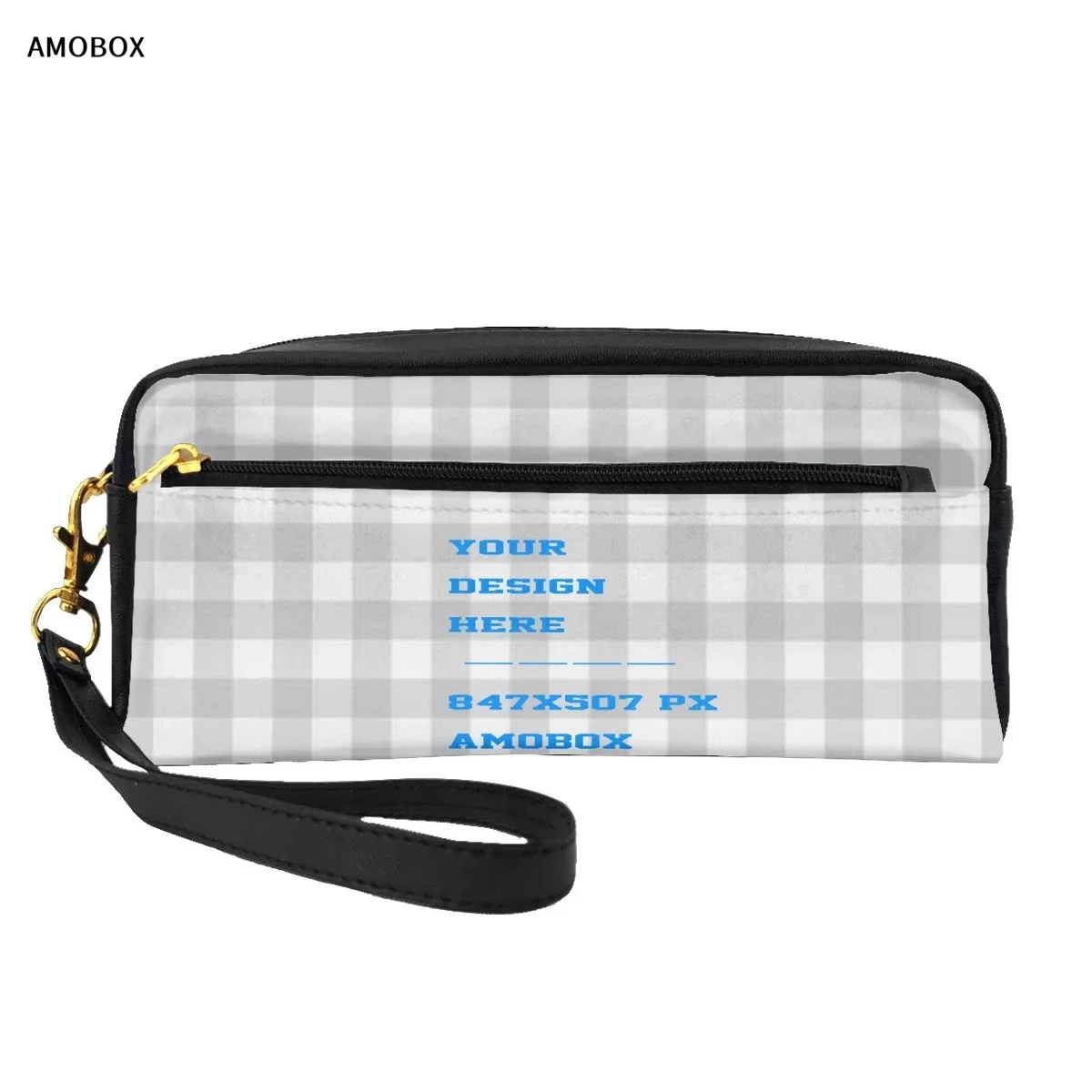 

AMOBOX Custom Makeup Bag,Travel Size Toiletries,Pencil Case, Small Cosmetic Organizer, Office,School Use,With Zipper, Handle