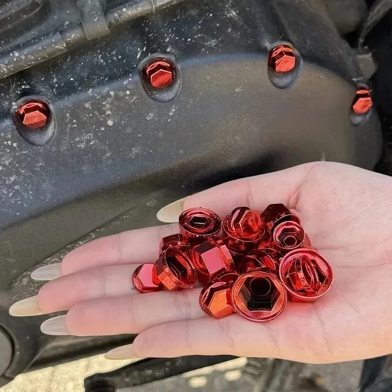 Motorcycle Modification Screw Hex Bolt Cap 1.4/1.2/1/0.8CM Electric Car Colored Nut Decoration Cover  Accessories 30pcs/set