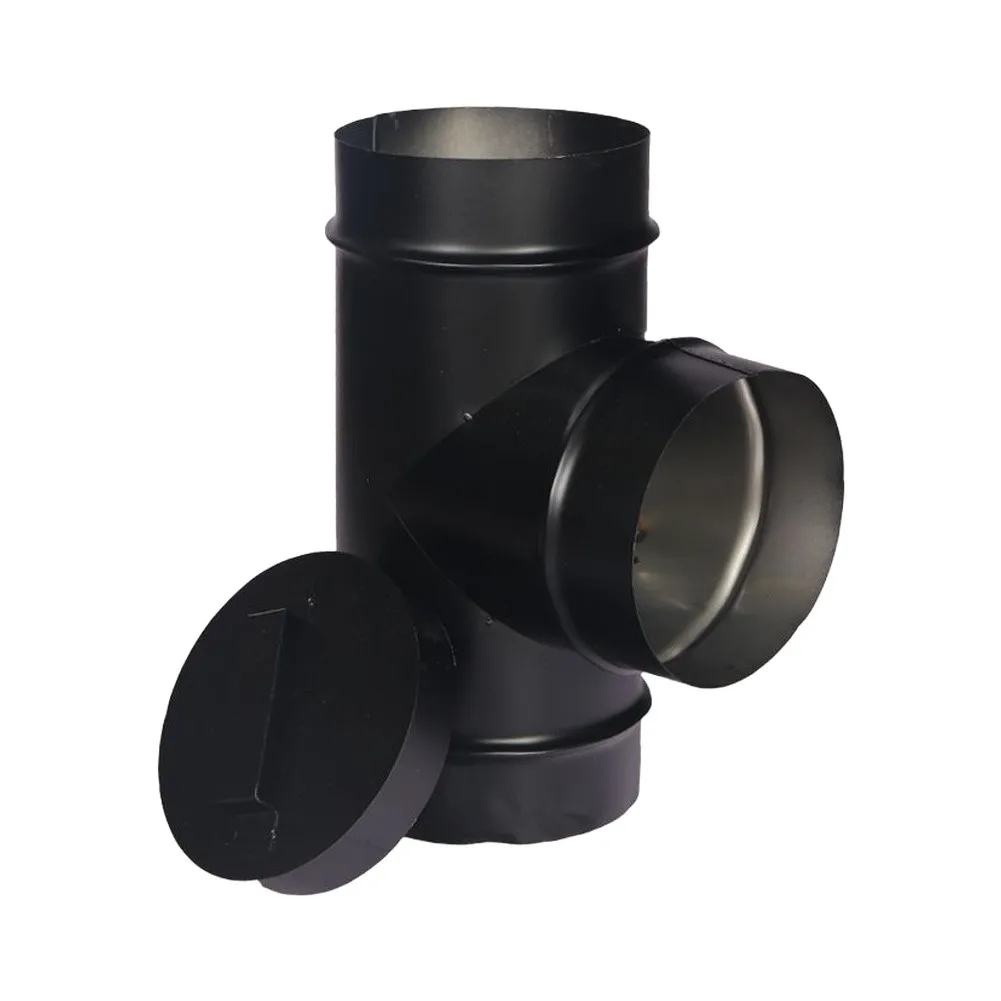 Black Stainless Steel 3-Way Chimney Kit for Wood Burning Fireplaces with Heat-Resistant Finish and Cap Block for Safe Venting