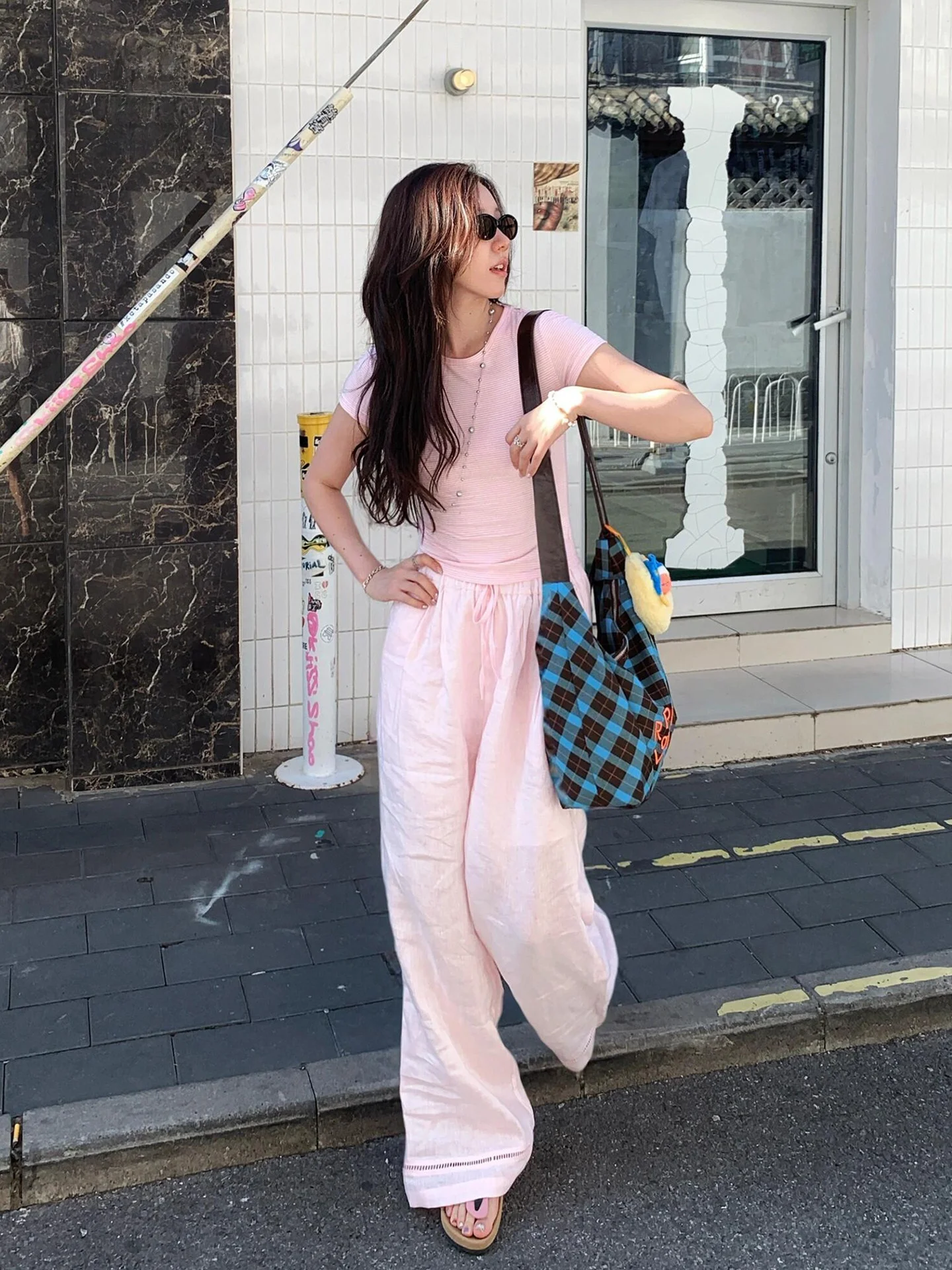 

Slim Fit Striped round Ne ort Sve T irt Women's Casual Loose Color Blo Sle Diverse ort Length Top