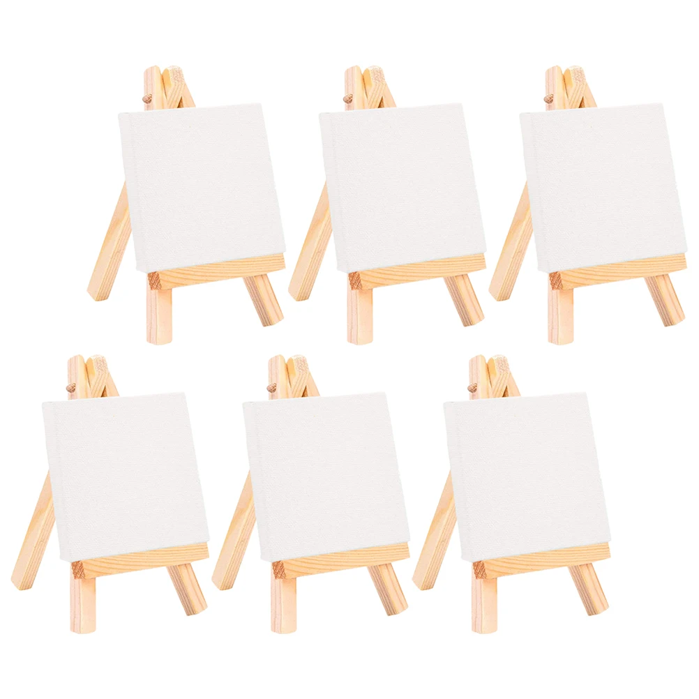 

6 set 6 Sets Mini Easel Oil Painting Tools 7x12 5 Inch Stands Crafted DIY Canvases Wooden Small Blank Frames Stable Students
