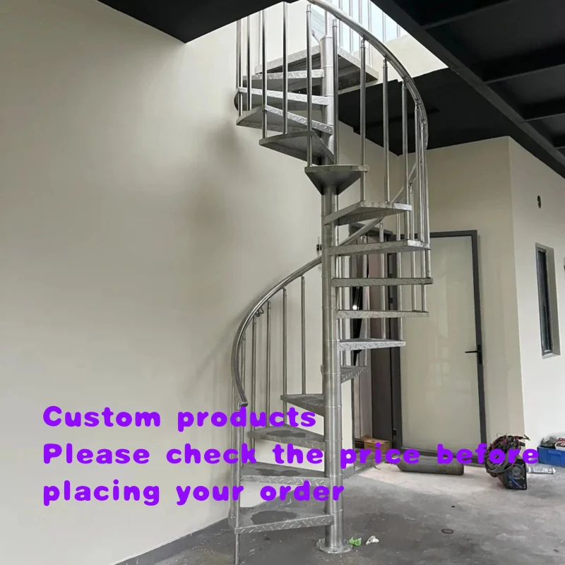 custom.Custom Galvanized Steel Staircase Durable Outdoor Metal Stair Indoor Use Winding Iron Stairs Straight S