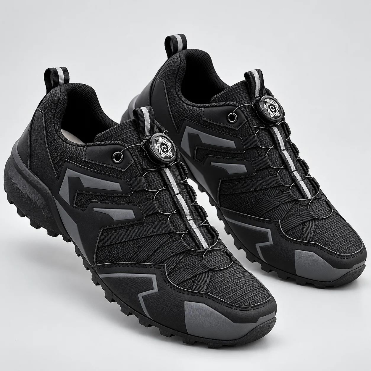 Men's Outdoor Hiking Shoes Quick Dial Lacing Trail Running Sneakers Breathable Mesh Non Slip Lug Sole Trekking Sports Shoes