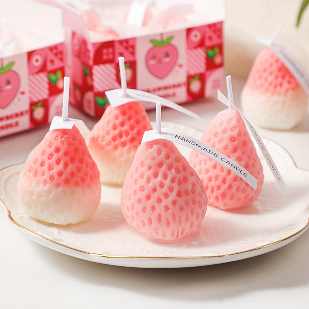 

Strawberry Shaped Companion Candle Soy Wax Decoration Aroma Wax Candle Home Bedroom Wedding Party Christmas Gift Home Decoration