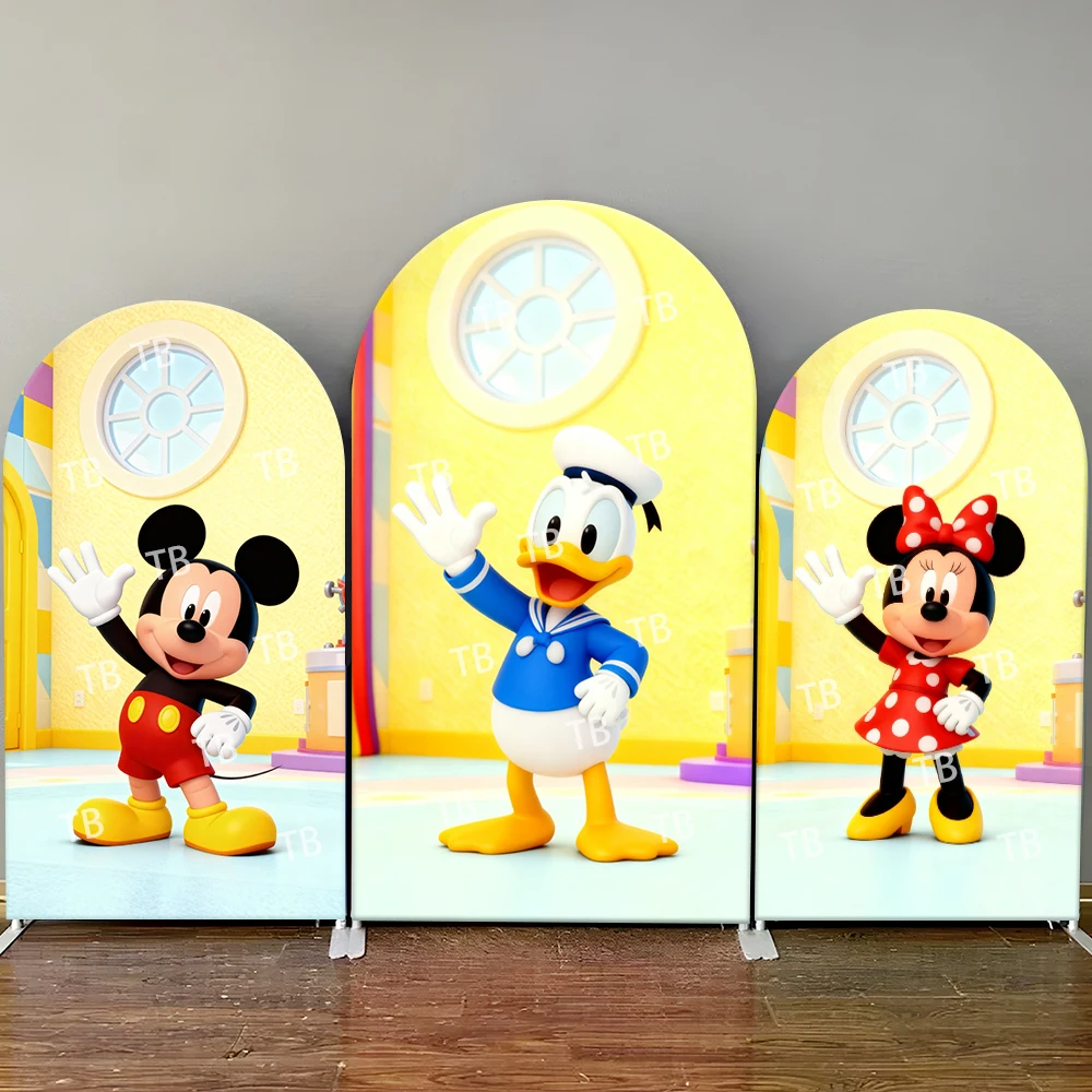 

Mickey Minnie Donald Duck Arch Backdrop Cover Sailor Cabin Scene Fun Photo Booth Props for Kids Parties & Home Decoration