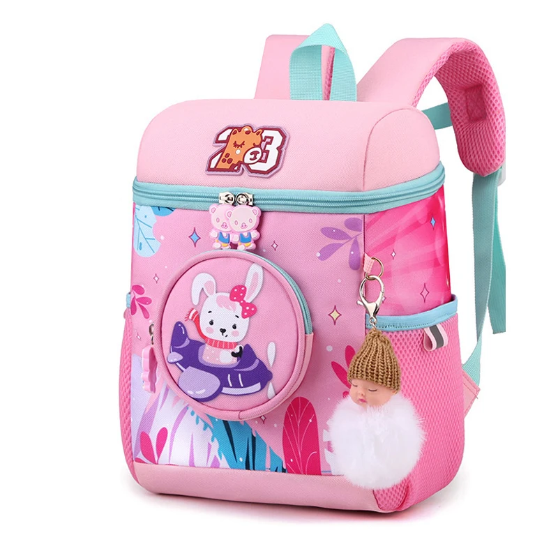 Mochila Ortopédica Impermeável, Jardim de Infância Sacos Escolares para Meninas, Bebê Princesa Coelho Satchel, Moda Meninos, Novo