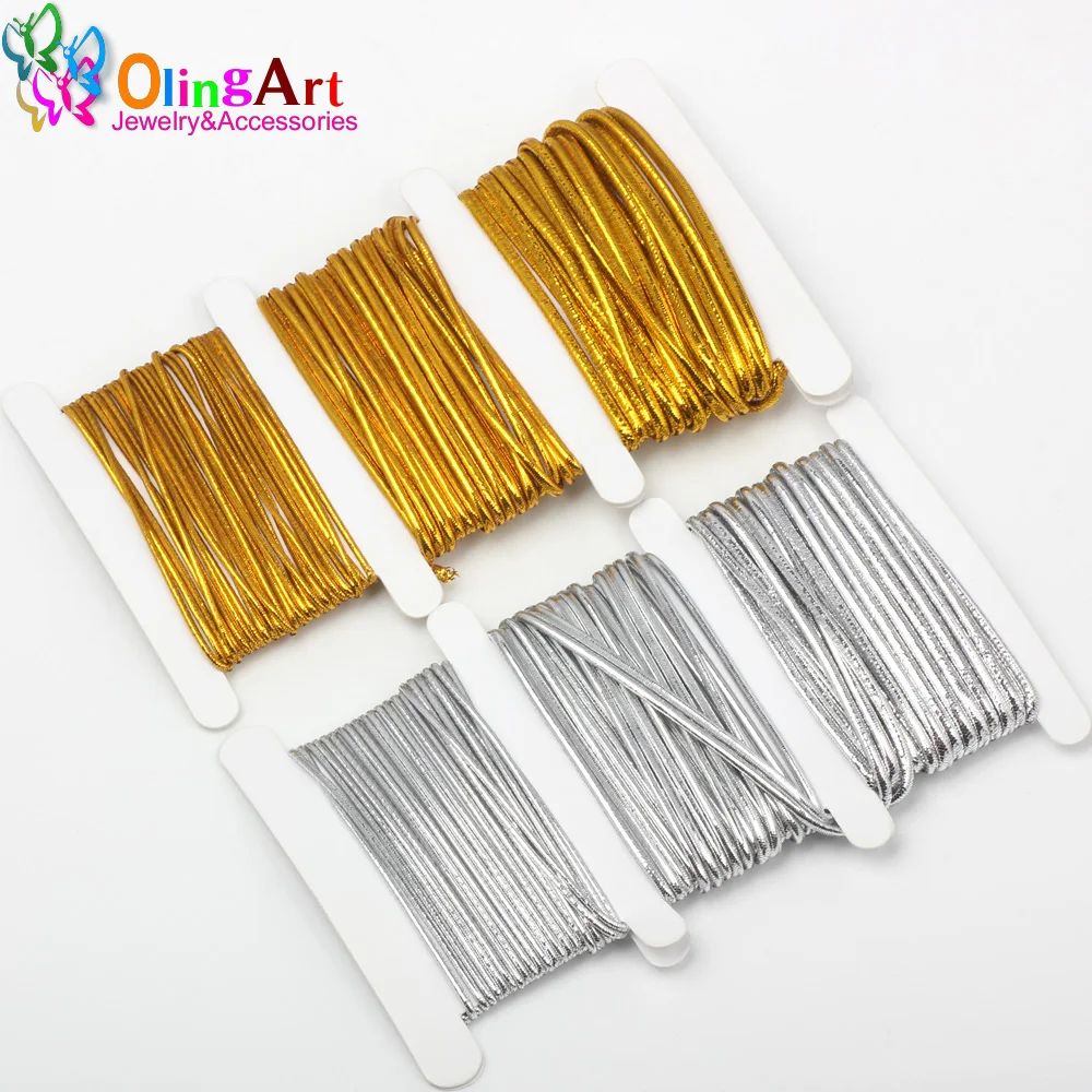 OlingArt 1.0mm/1.5mm/2.0mm 3M/9M Gold/Silver Thread Color Nylon Elastic Line Cord Ropes Line Wire DIY Jewelry Making Bracelet