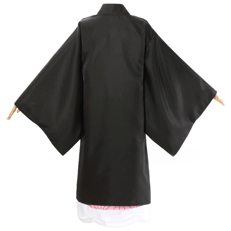 Kamado Nezuko Anime Cosplay Costume, Kimono Haori, Perruque, Sabots Imbibés, Costumes d'Halloween pour Adultes et Enfants