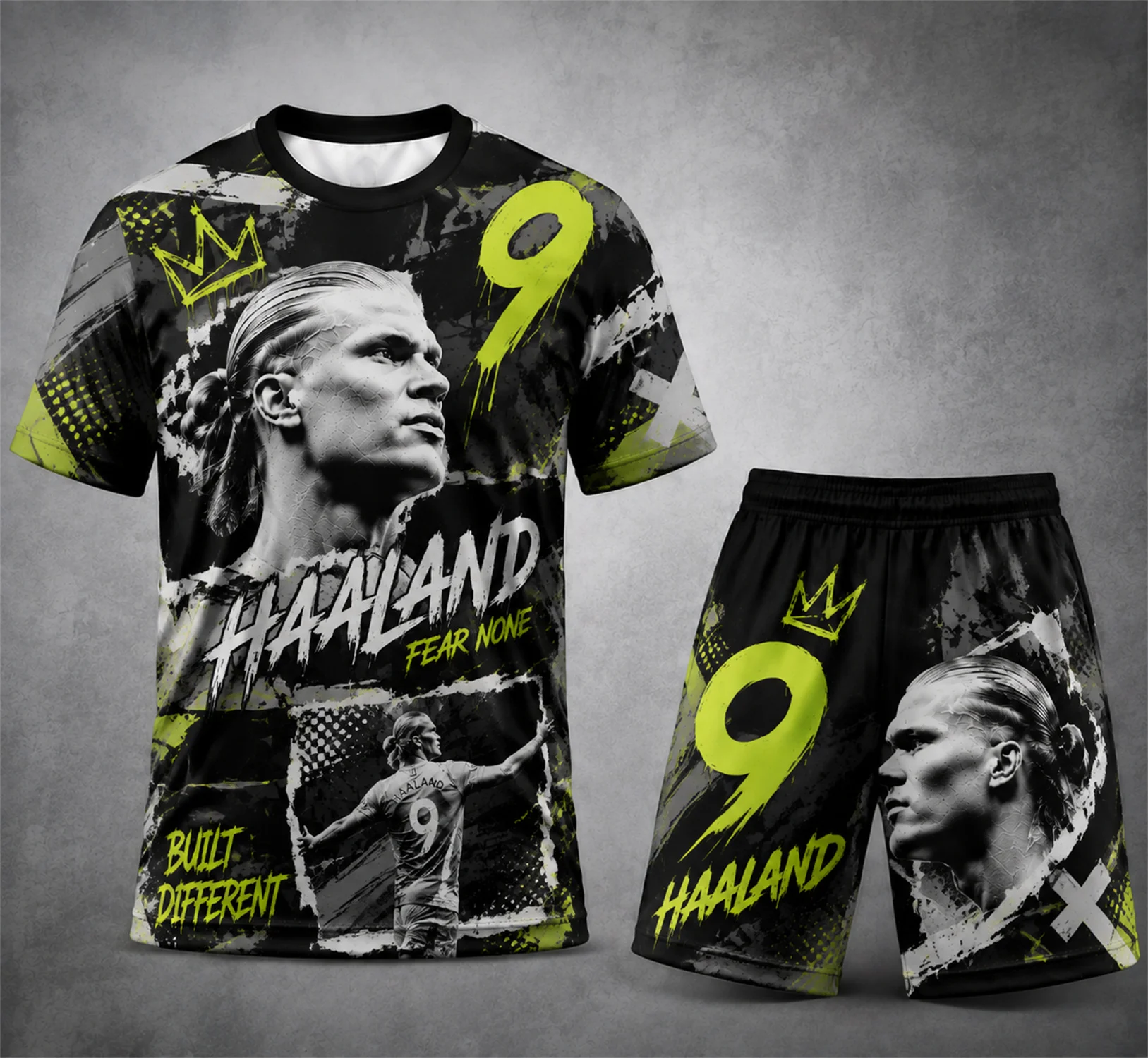 Erling Haaland No 9 3D Printed T Shirt Shorts Set Men Women Football Fans Casual Sport Tracksuit