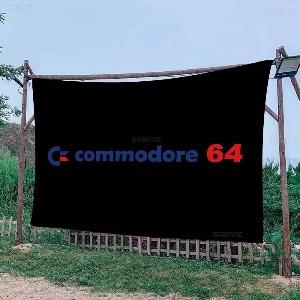 C-Commodore 64 Logo Banner Art Printing Japanese Wall Flag Anime Wall Hanging Home Decor