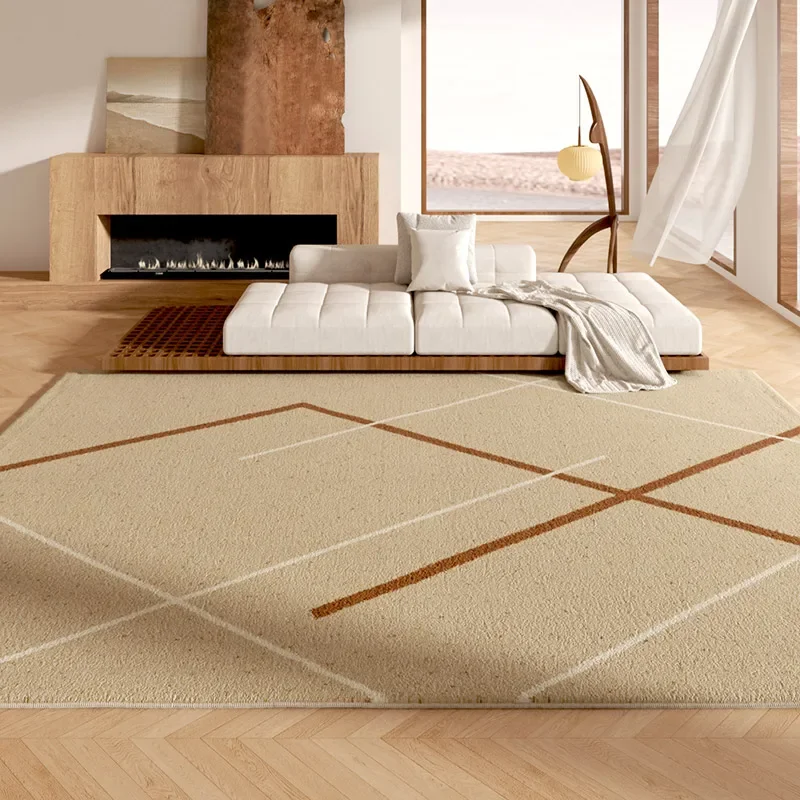 Brown High-end Decorative Carpet Minimalist Light Luxury Living Room Carpets Soft Comfortable Bedroom Rug Machine Washable Rugs