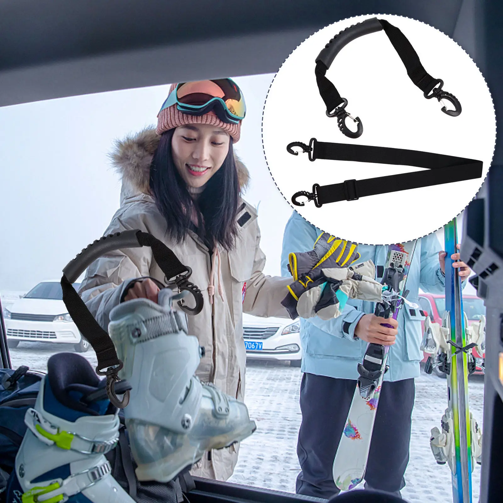 

2Pcs Compact Snowboard Boot Carrier Strap Heavy Duty Nylon Ski Boot Leash Hand Carry for Skiers Snowboarders