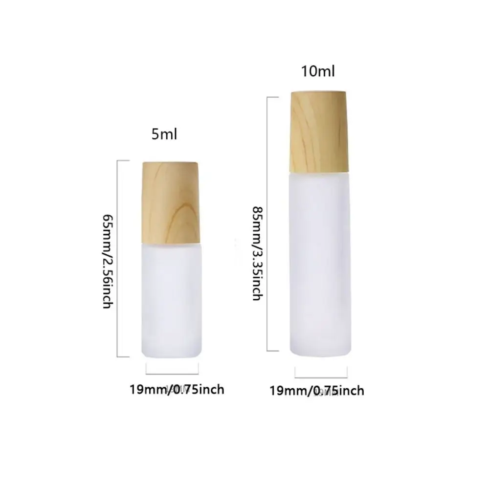 Portable 5ml 10ml Roll-on Bottle Lip Oil Refillable Essential Oil Bottles Mini Aromatherapy Wood Roller Ball Bottle Travel