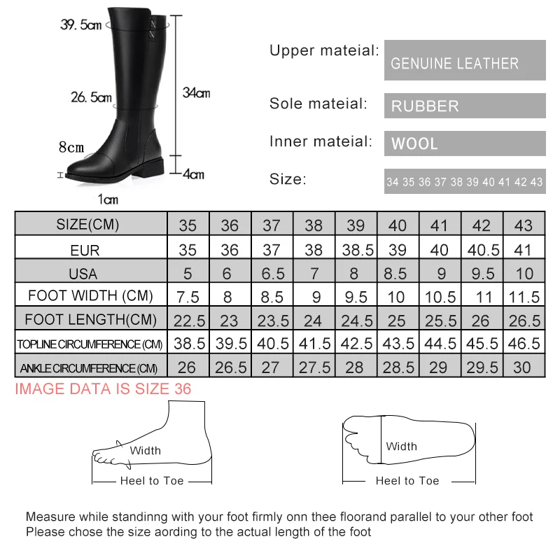 AIYUQI Women Winter Boots Large Size Winter Natural Wool Warm Genuine Leather Women Roman Boots High-top Knight Boots Ladies