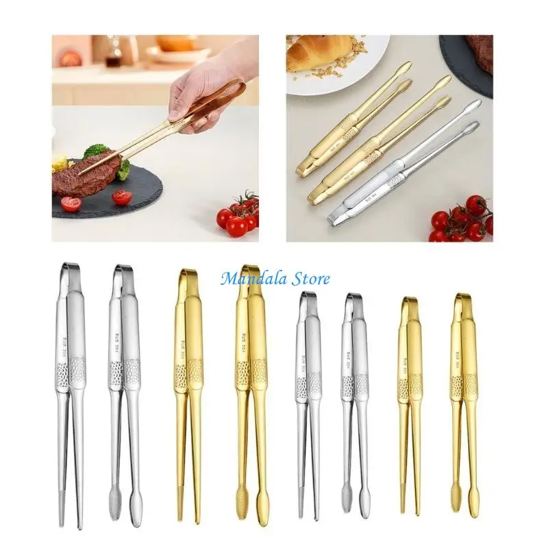 

U2JC Professional Long Straight Tongs Steel Fried Barbecue Clip Salad Bread Clamp