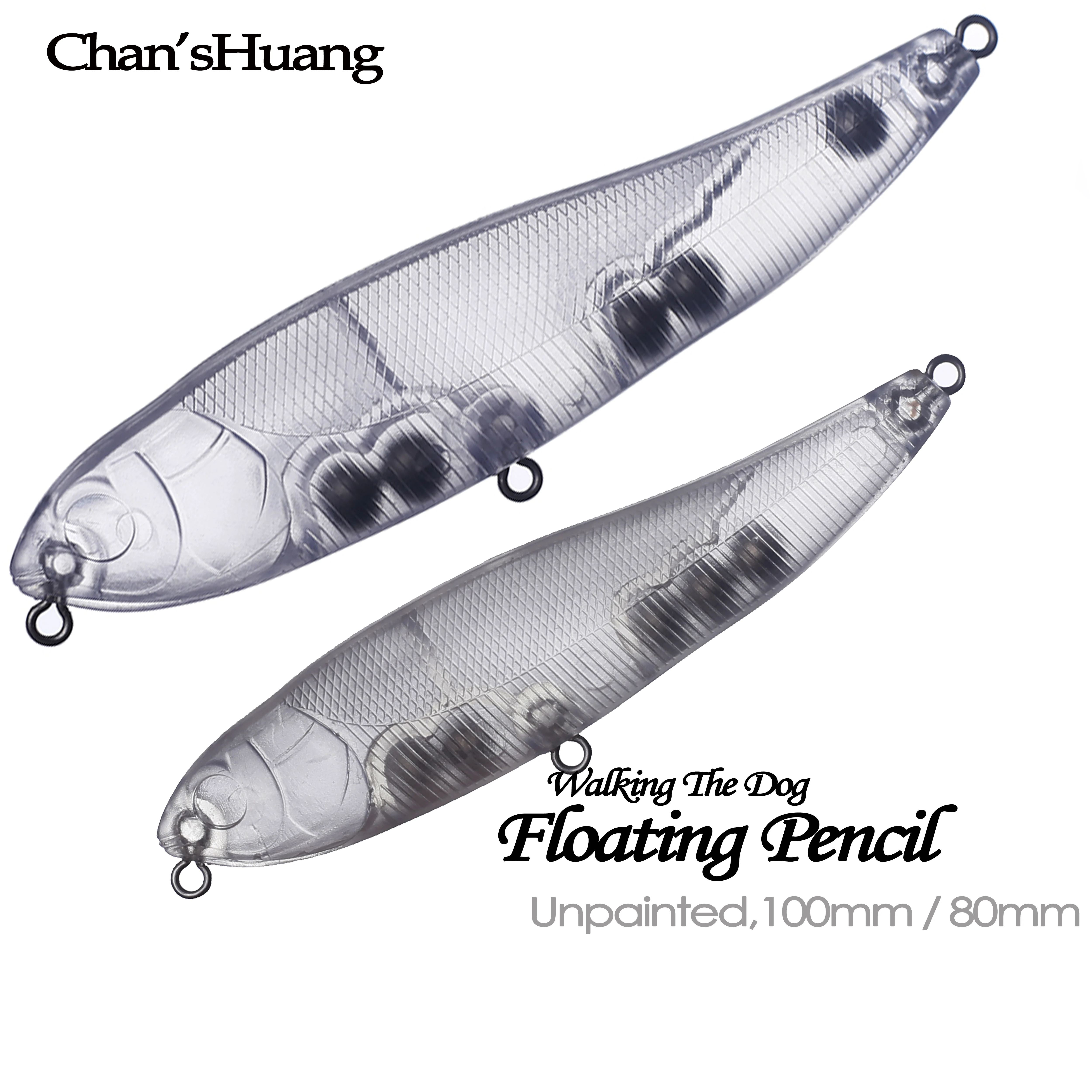 Chan’sHuang 20PCS Unpainted Blanks Bait Topwater Wobblers Pencil Walking The Dog Floating  Rattles DIY Handmade Fishing Lure T