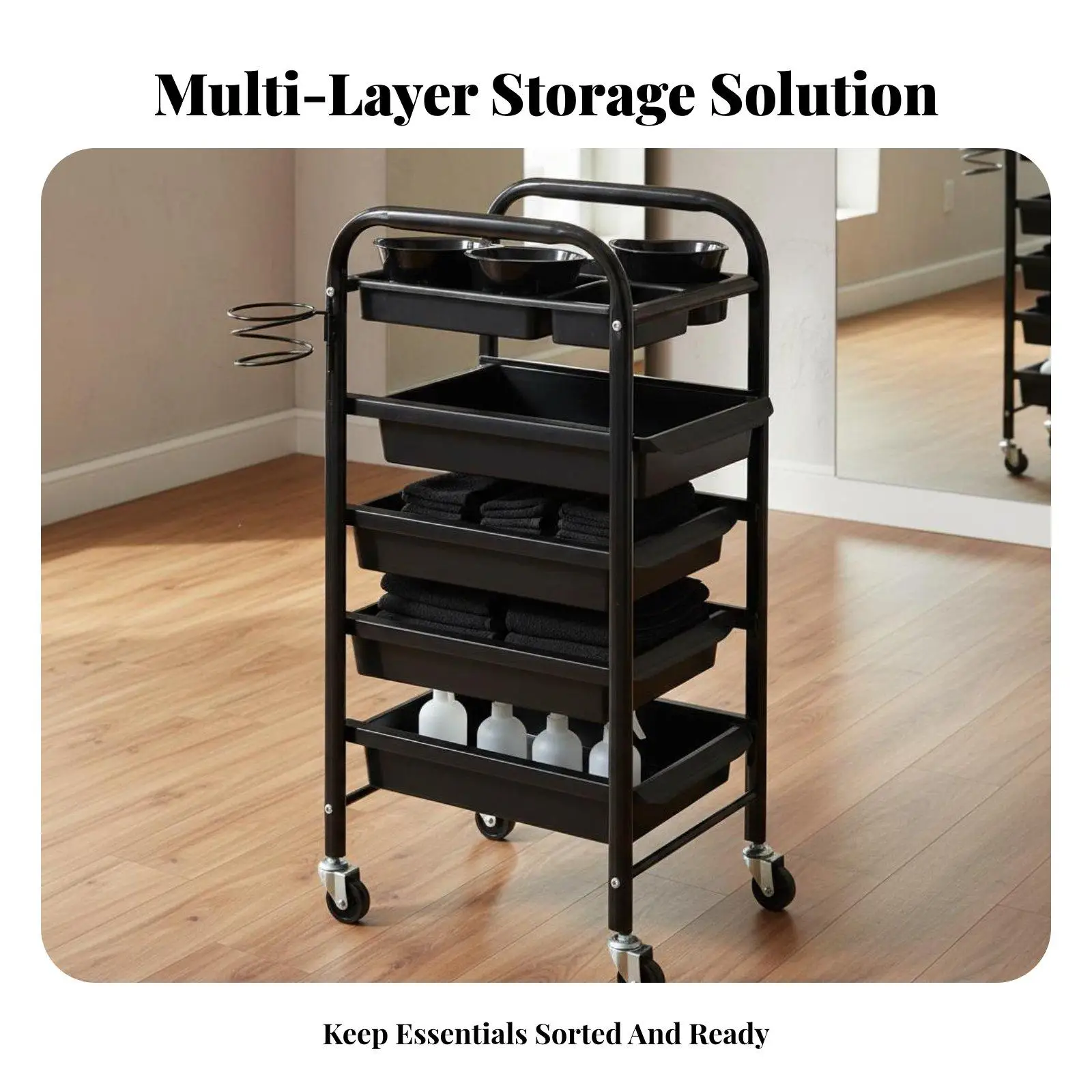 Functional Hairdressing Trolley Organizer for Beauty Salon Supplies Mobile Salon Equipment for Stylists and Barbers