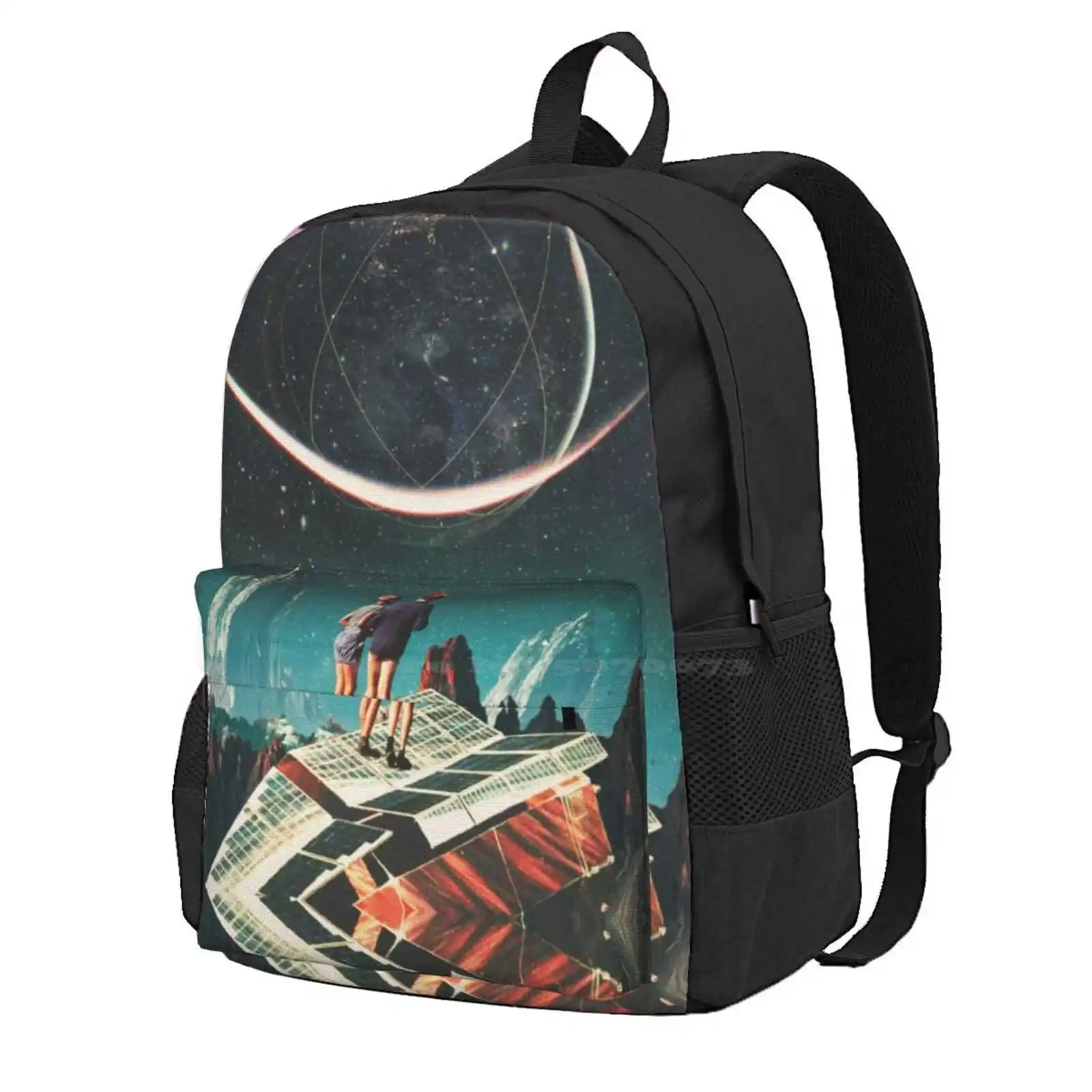 It Will Be A Whole New World Hot Sale Schoolbag Backpack Fashion Bags Frank Moth Vintage Digital Collage Universe Scifi