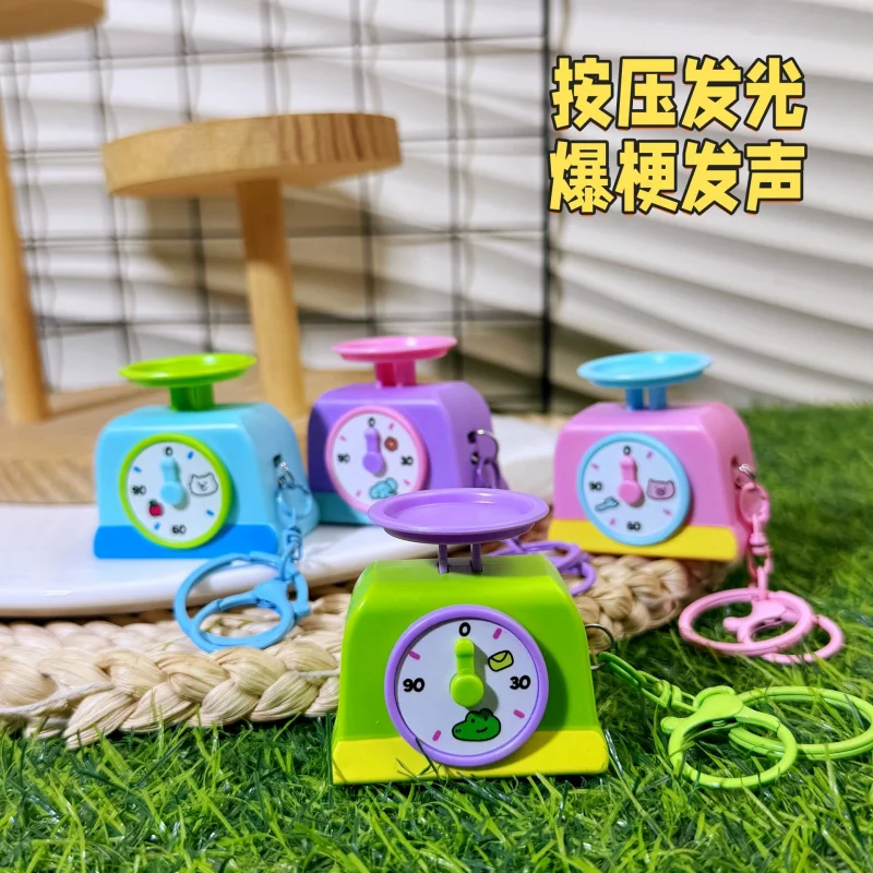 Simulated Cartoon Press-Button Electronic Scale with Funny Sound Stress Relief, Weighing Pendant Keychain