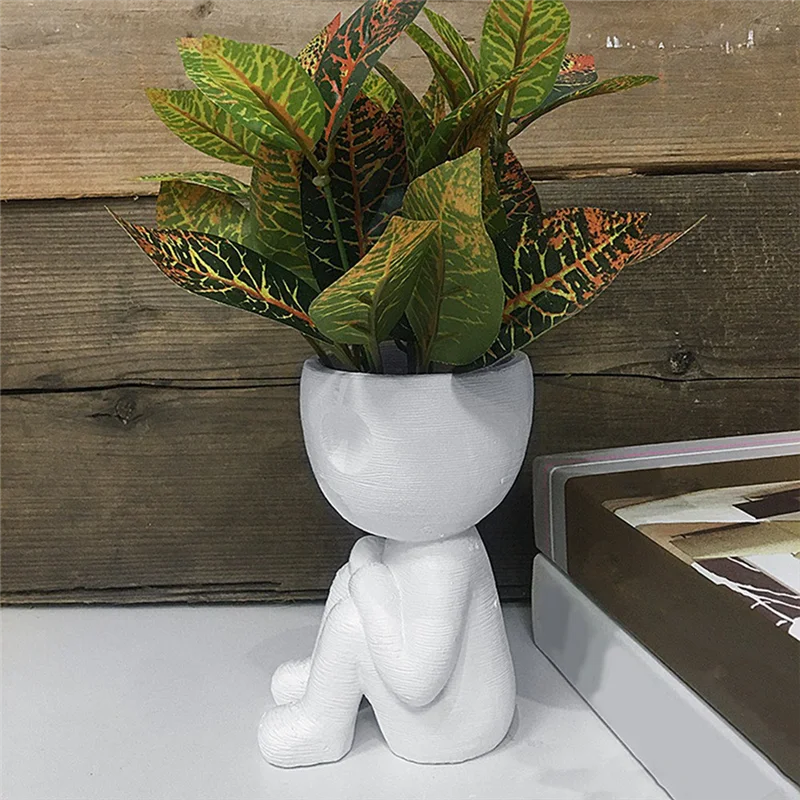ABPQ-Mummy Vaso da giardinaggio Vaso da fiori Piccolo supporto per piante Supporto per piante ad aria Vaso per piante da interno Ornamenti per vasi con caratteri astratti