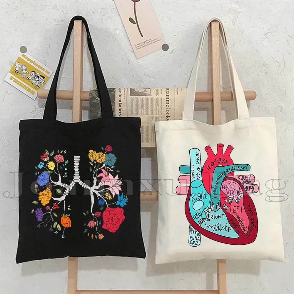 

Funny Anatomy RN Doctor Nurse Medical Medicine Nurse Medical Medicine Health Heart Stethoscope Canvas Tote Bag Cotton Handbag