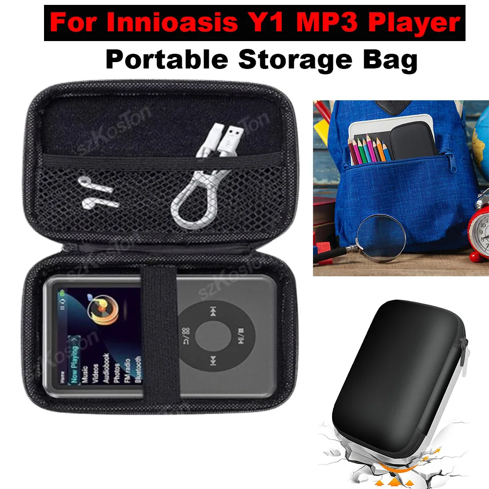 Estuche de transporte de carcasa dura Compatible con el reproductor de MP3 Innioasis Y1, bolsa de almacenamiento portátil de viaje a prueba de golpes y antiarañazos