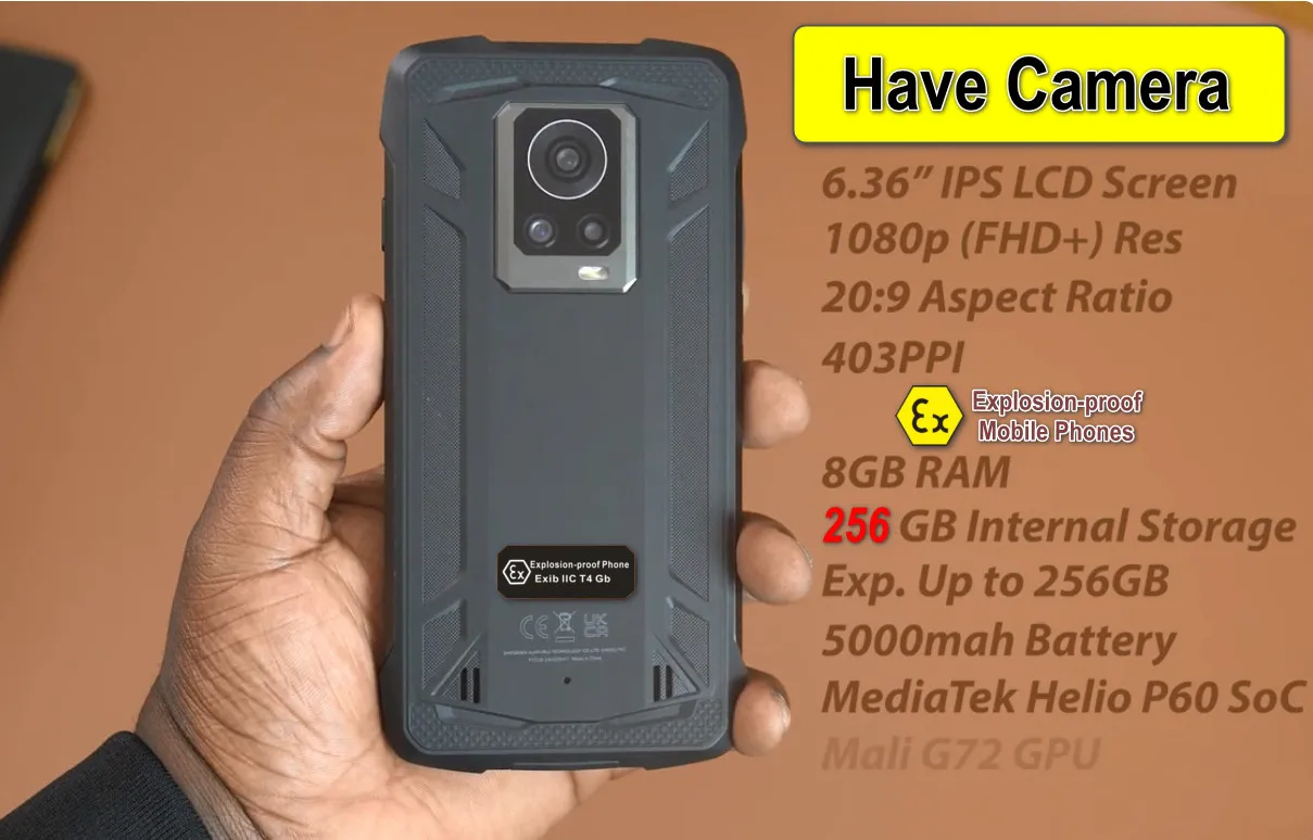 Explosion Proof RunGee Ex-Proof Rugged IP68 4G LTE Waterproof 8GB+256GB 6.36' FHD 5000mAh NFC Android 11