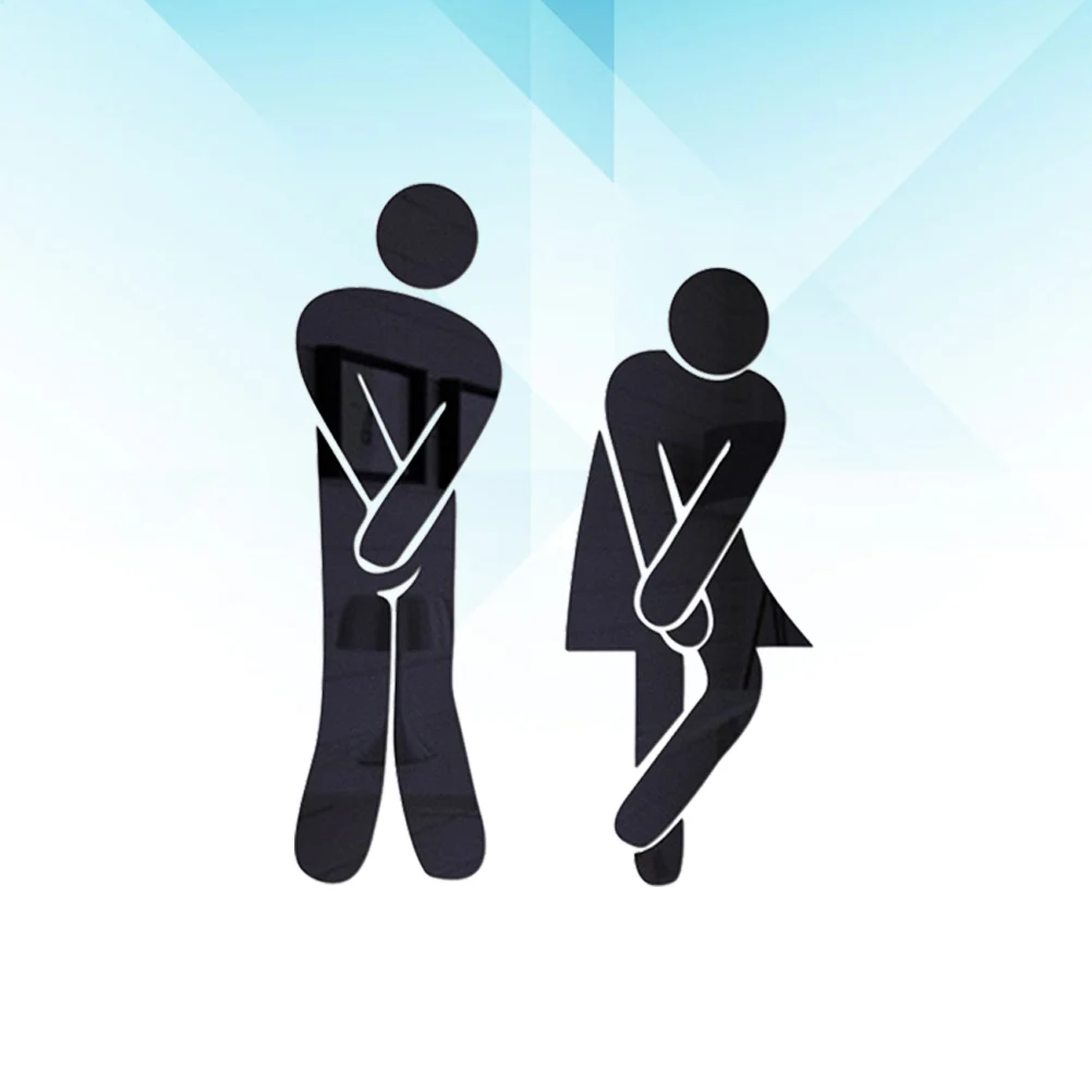 

2pcs Mirror Wall Stickers Waterproof Wc Toilet Signs Bathroom Home Decor Black Adhesive Decals For Glass Tiles niture