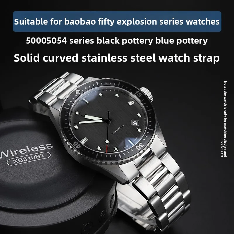 Soild Stainless Steel Men WatchBand For BLANCPAIN Fifty Fathoms Series 5000 5054 5015 316L Arc mouth Metal Watch strap wristband