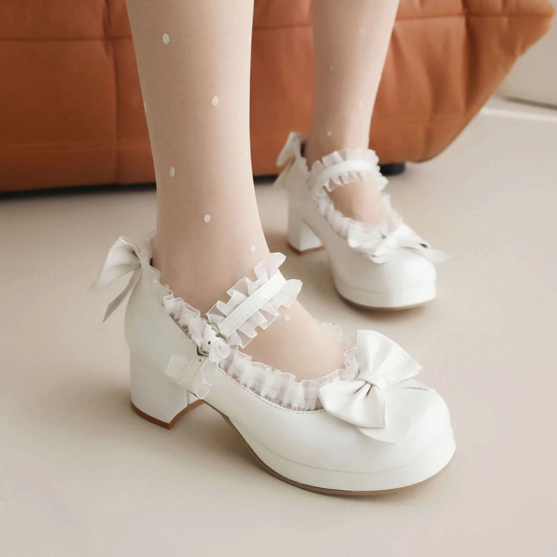 Regenboog Color Lolita Cosplay Hoge Hakken Lakleer Schoenen Mooie Lolita Rollenspel Halloween Carnaval Kerstkostuum Prop