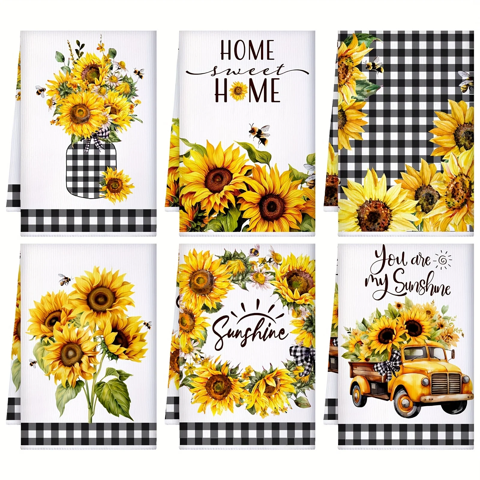 2pcs sunflower scouring pad, kitchen sunshine sunflower dish towel, kitchen decoration tea towel absorbent dishcloth hand towel