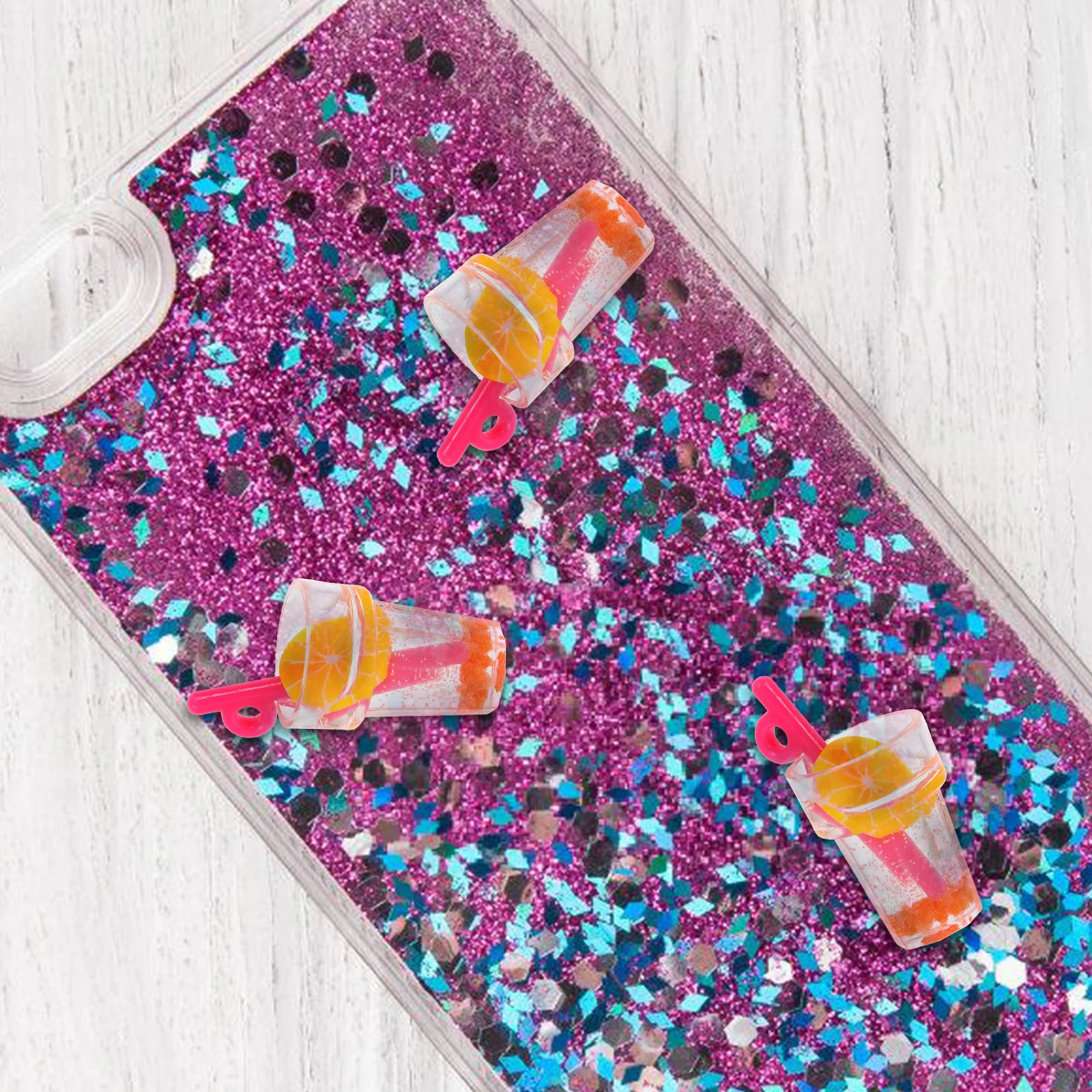 

30Pcs Resin Fruit Drink Cup Charms Glow in The Dark Mini Drink Cup Ornaments for DIY Phone Shell Decor Jewelry Making Craft