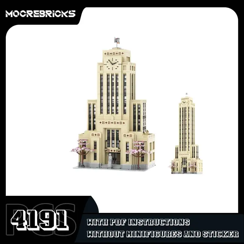 MOC City Hall Building Blocks Set Modular Street View Municipal House Architecture Model DIY Assembly Bricks Toy Gift Adults