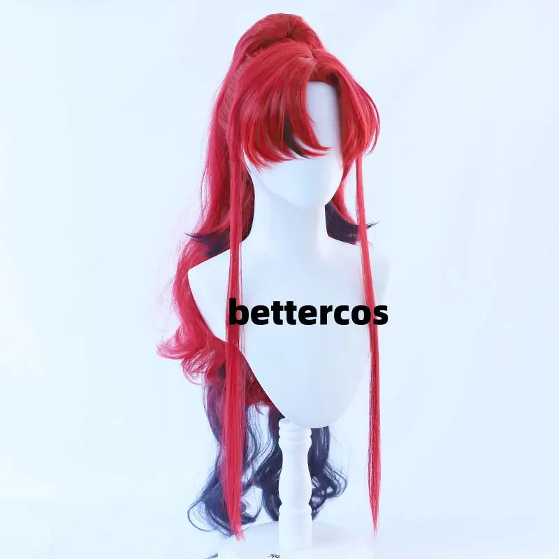 لعبة جديدة الفرسان يو شعر مستعار تأثيري الأحمر 90 سنتيمتر قرمزي طويل الأحمر التدرج قوي الأزرق مقاومة للحرارة الشعر الاصطناعية هالوين FDS2025