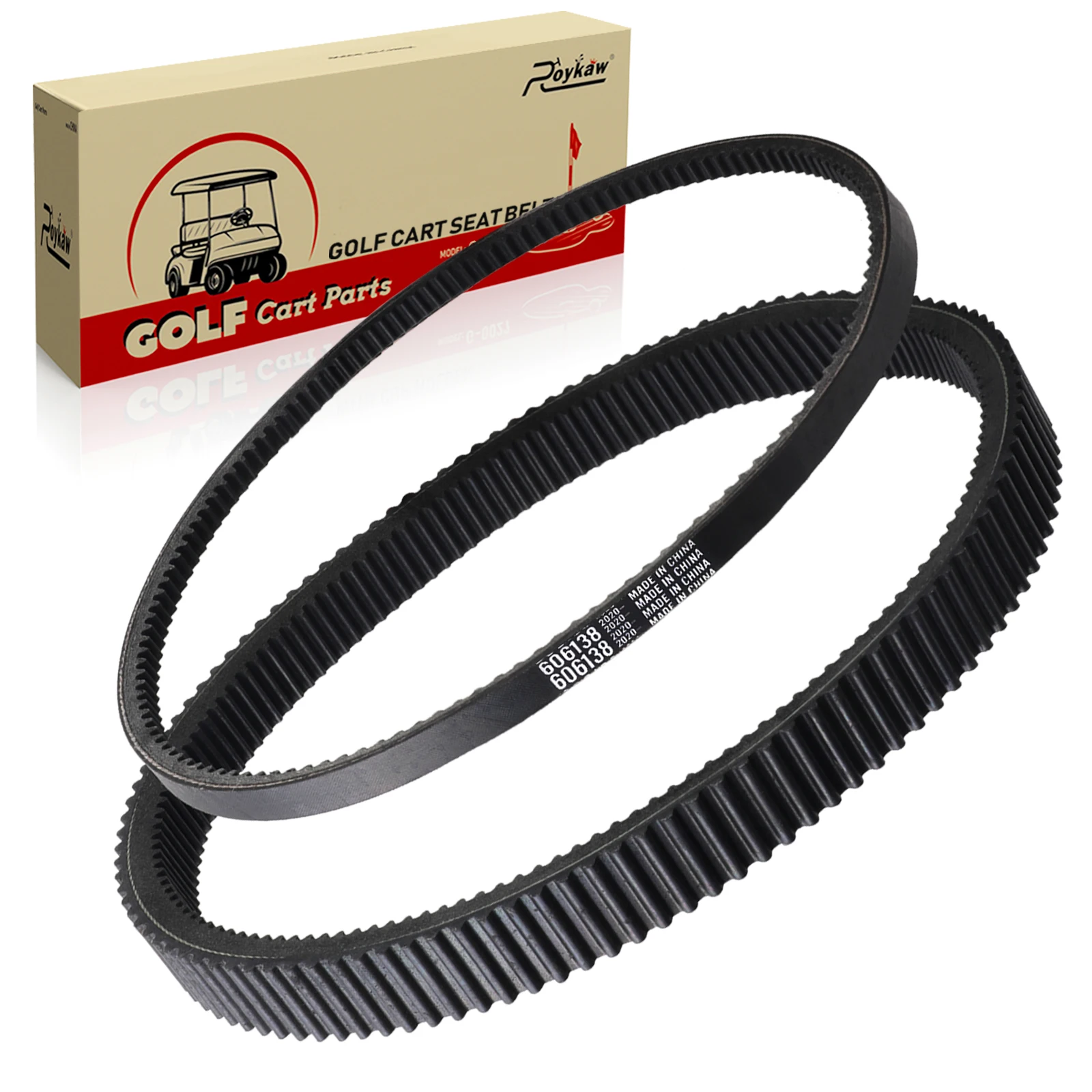 Roykaw Golf Cart Drive & Starter Belt Kit for 2008-up EZGO RXV/TXT with Kawasaki Engine, OEM # 606136, 606138, 618630, 16548G1