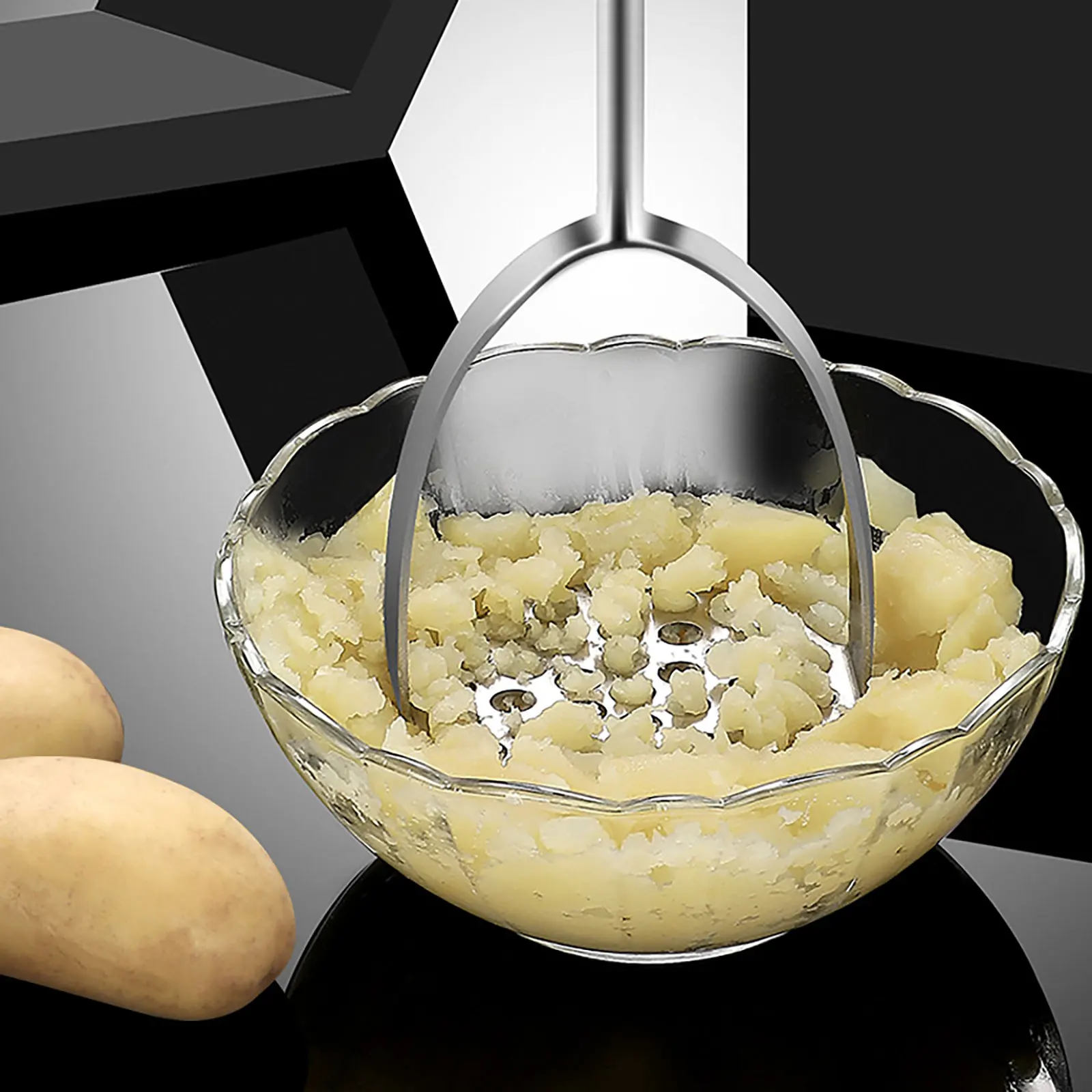 

1pc Multifunctional Potato Masher Heavy Duty Stainless Steel Kitchen Tool Food Ricer Manual Masher Vegetables Tools