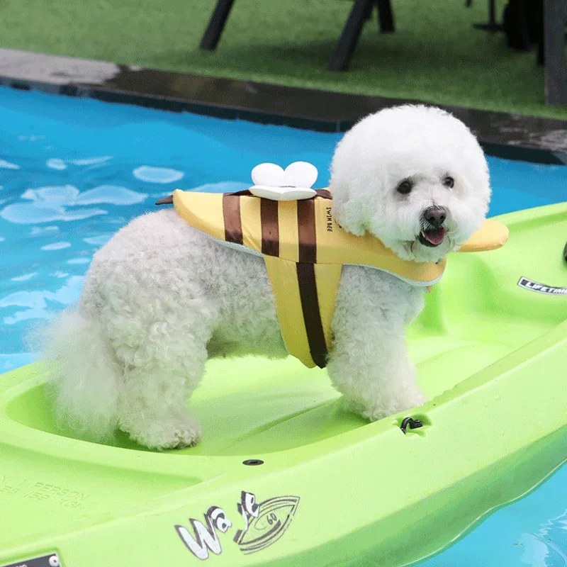 

Summer Little Bee Dog Swimsuit Waterproof Puppy Life Jacket Breathable Dog Clothes Harness Swimming Safety for Dog Pet Supplies