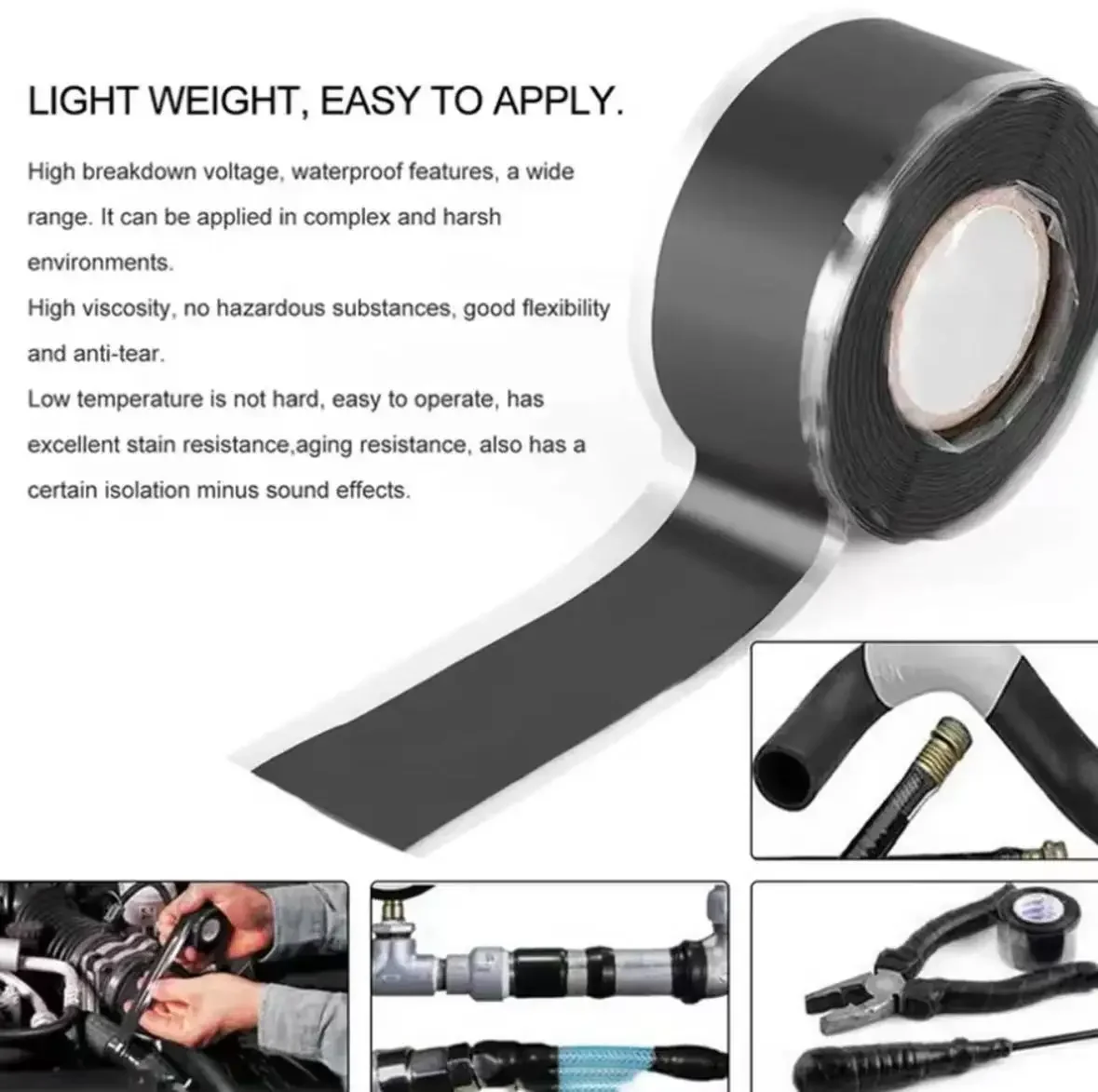 Wasserdichtes, strombeständiges, hochtemperaturbeständiges, selbstklebendes Klebeband, Reparaturdraht für Wasserrohre, Silikonprodukte