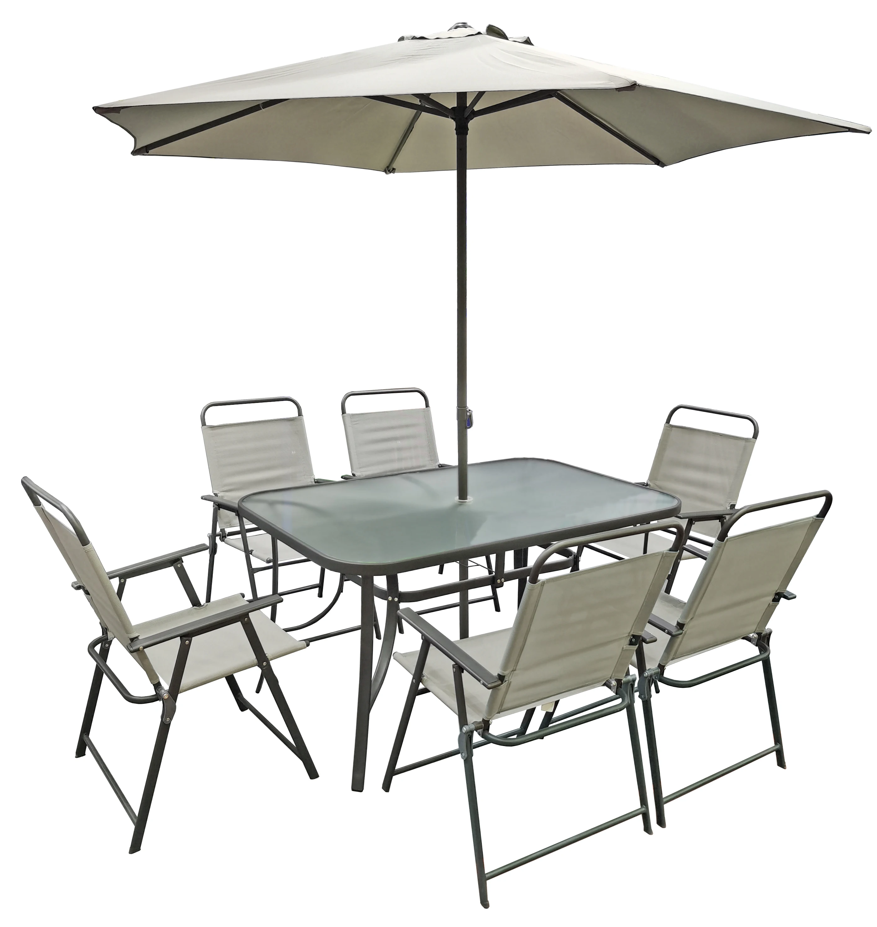 Wholesale Outdoor Metal Steel Patio Table Set Garden Furniture Set With Patio Umbrellapromote sales