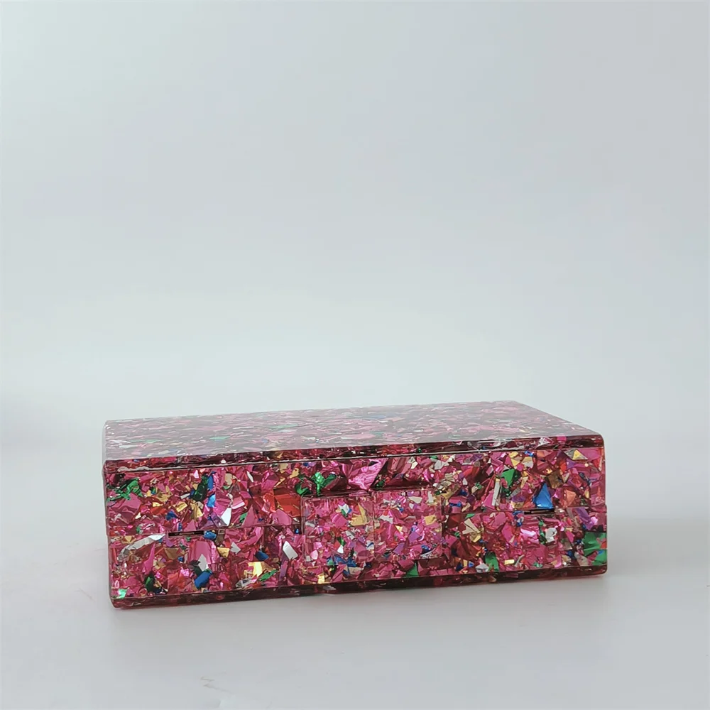 أنثى مأدبة مساء حقائب كروسبودي كيس الاكريليك الرئيسي المحافظ وحقائب اليد النساء متعدد الألوان البرسبيكس صندوق هندسي مخلب المحفظة #3