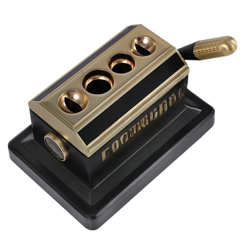 Monsoon Cigar Cutter Stainless Steel Carved Thick Table Cigar V-Shaped Four-Hole