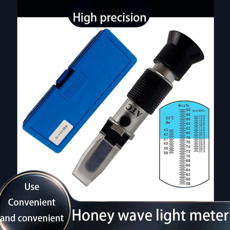 3 in 1 Handheld Honey Refractometer Moisture Sugar Refraction Tester Baume Brix Scale Range 58-90%