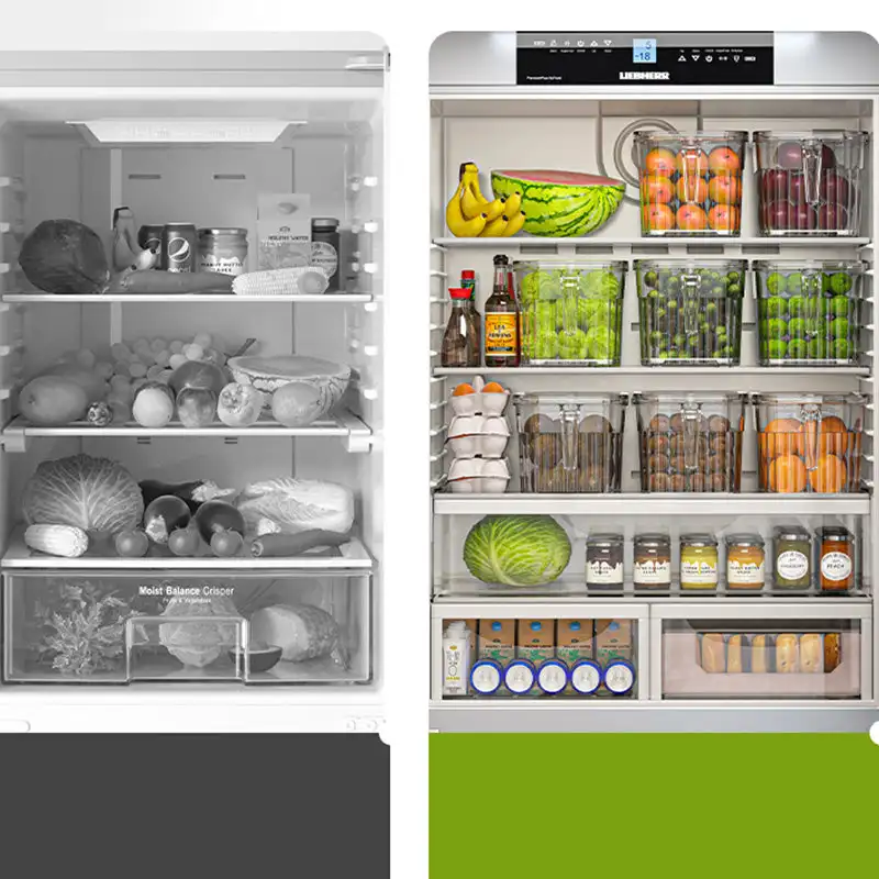 Refrigerator Storage Food Container Fresh Vegetable Fruit Boxes Drain Basket Storage Containers Pantry Kitchen Organizer