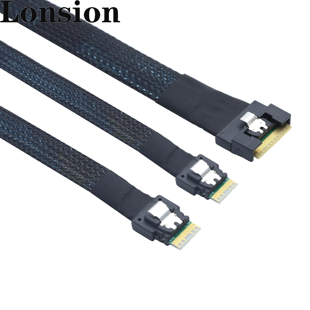 Slimline SAS SFF-8654 8I 74pin all-inclusive interface anti-slant insertion to 2 ports 38pin SFF-8654 dual 4I server cable