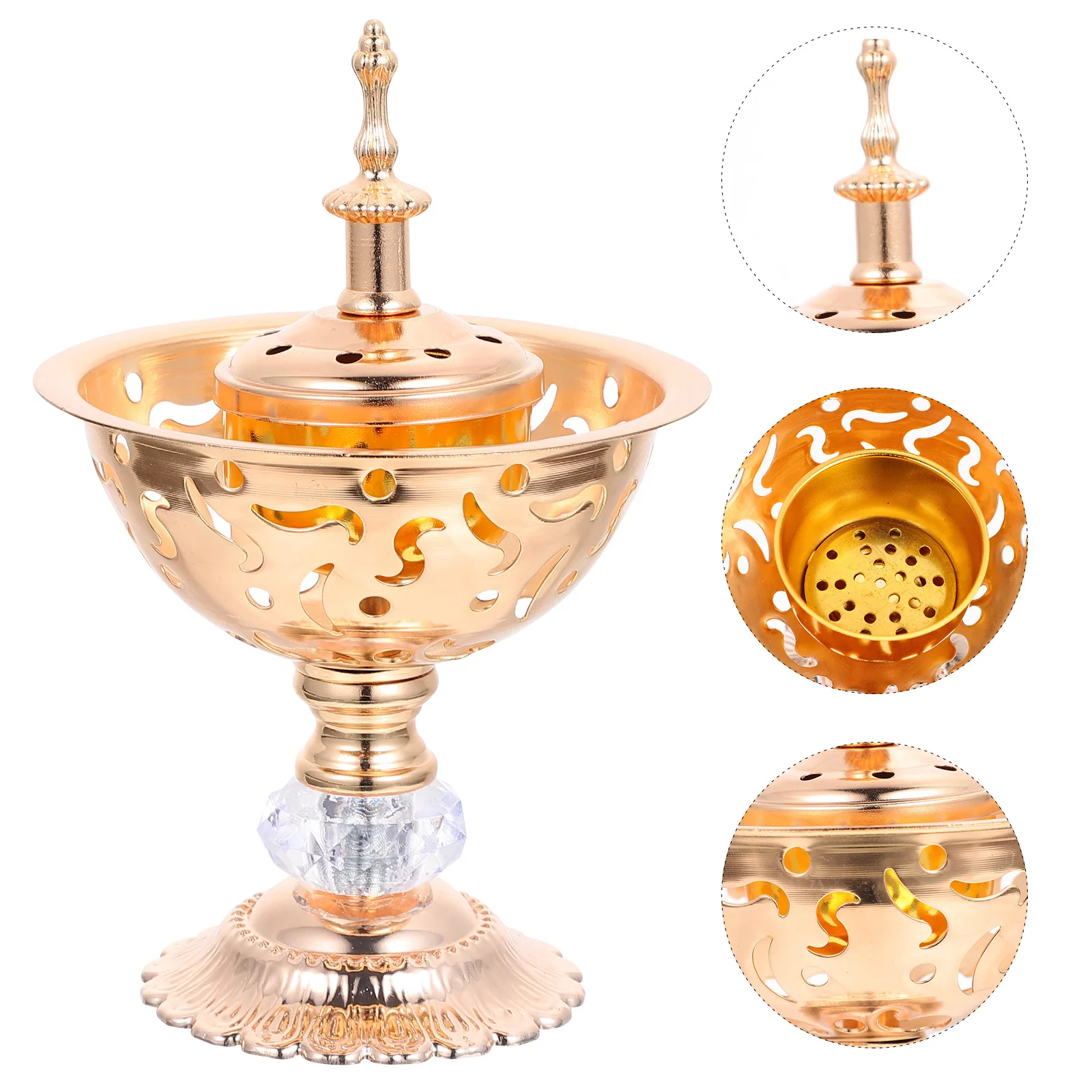 

European Incense Burner Hollow C Holder Retro Decor Iron Crystal Office Study Bedroom Yoga Room